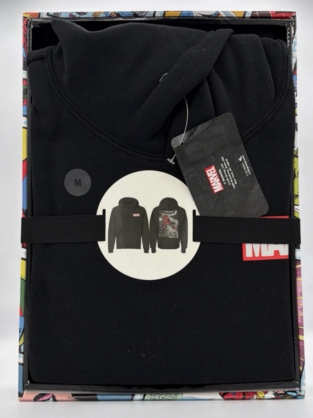 Marvel Spiderman Black Hoodie with Graphic Logo - Medium